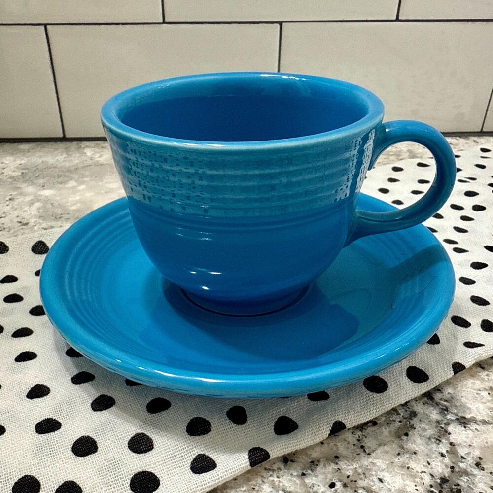 Vintage Fiesta Teacup & Saucer in Cornflower – Homer Laughlin Ceramic